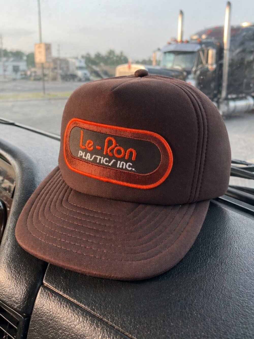 Vtg Le Ron Plastics Inc Trucker Hat Brown Orange Snapback Wilson Vancouver